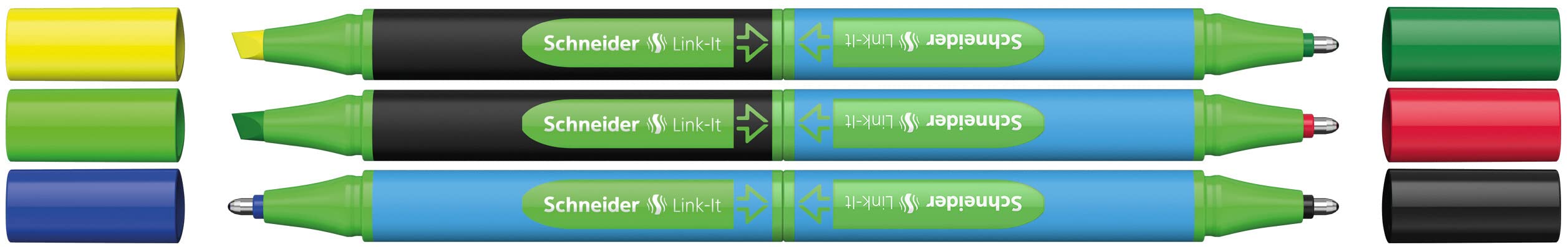 schneider-link-it-office-set-6er-slider-kugelschreiber-textmarker-zum-zusammenst image 1