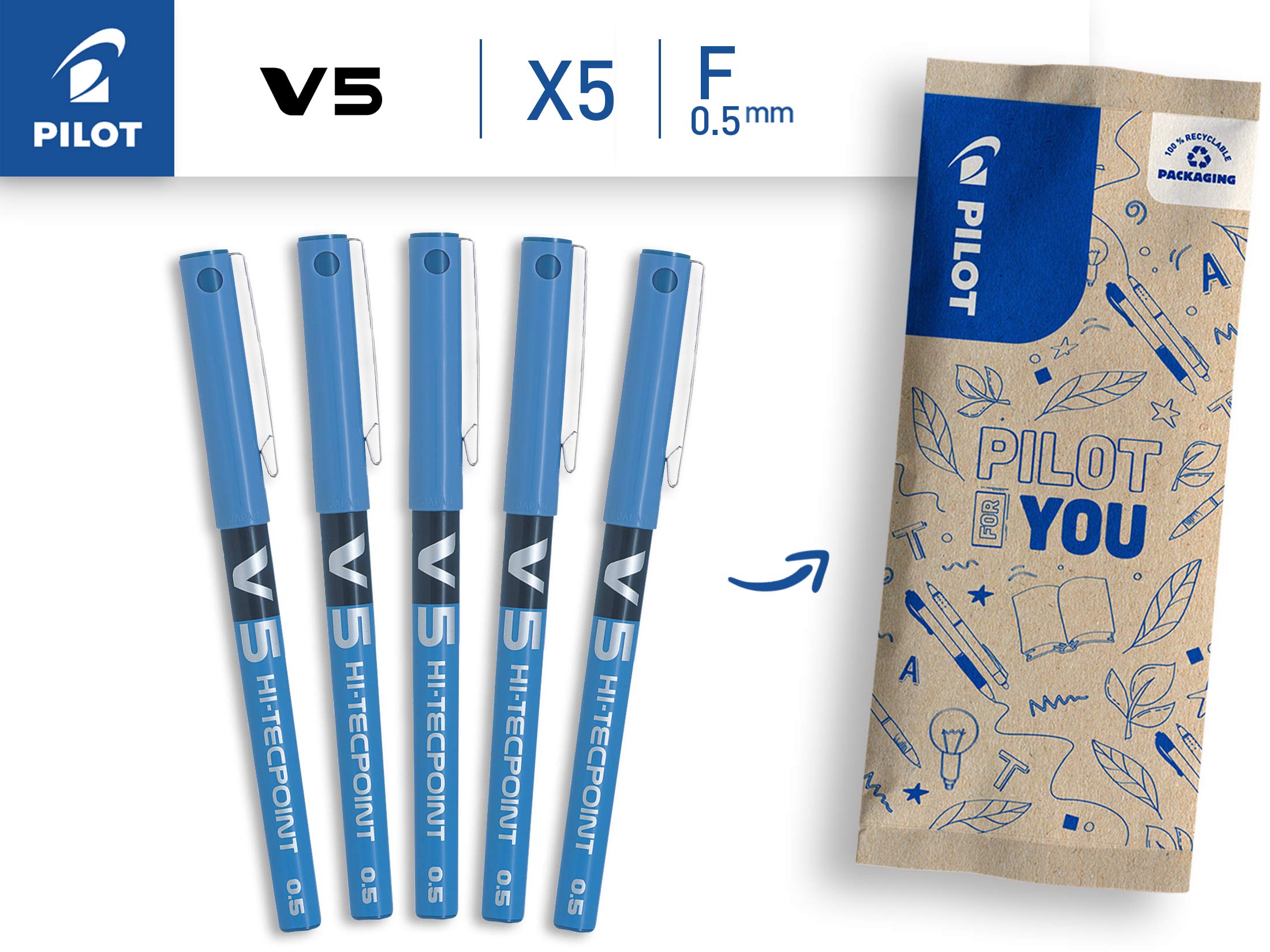 pilot-hi-tecpoint-v5-tintenroller-0-5-mm-5er-set-blau image 2