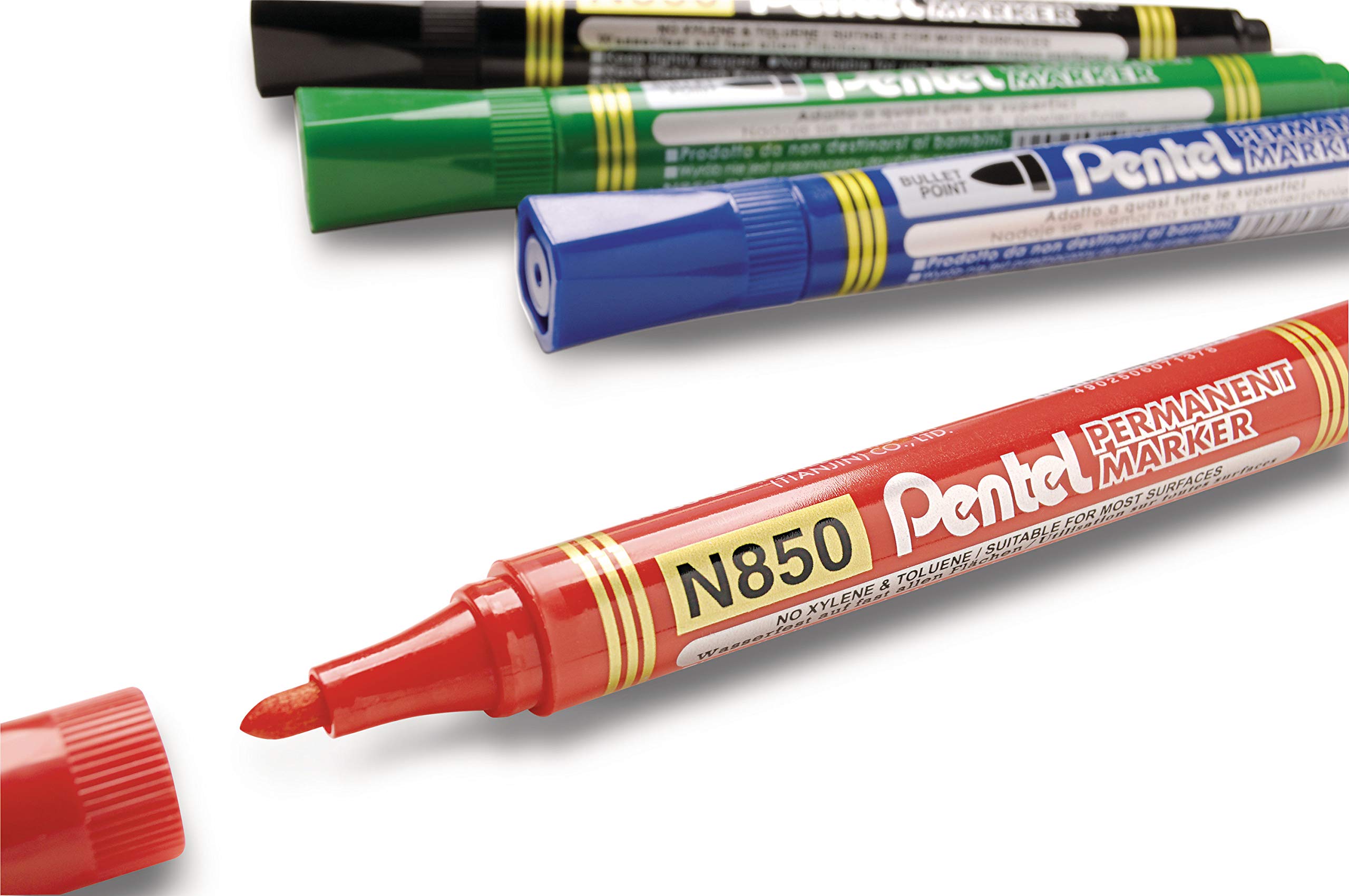 pentel-n850-4-permanent-marker-rundspitze-1-5-mm-4er-set-schwarz-rot-blau-gr-n image 2