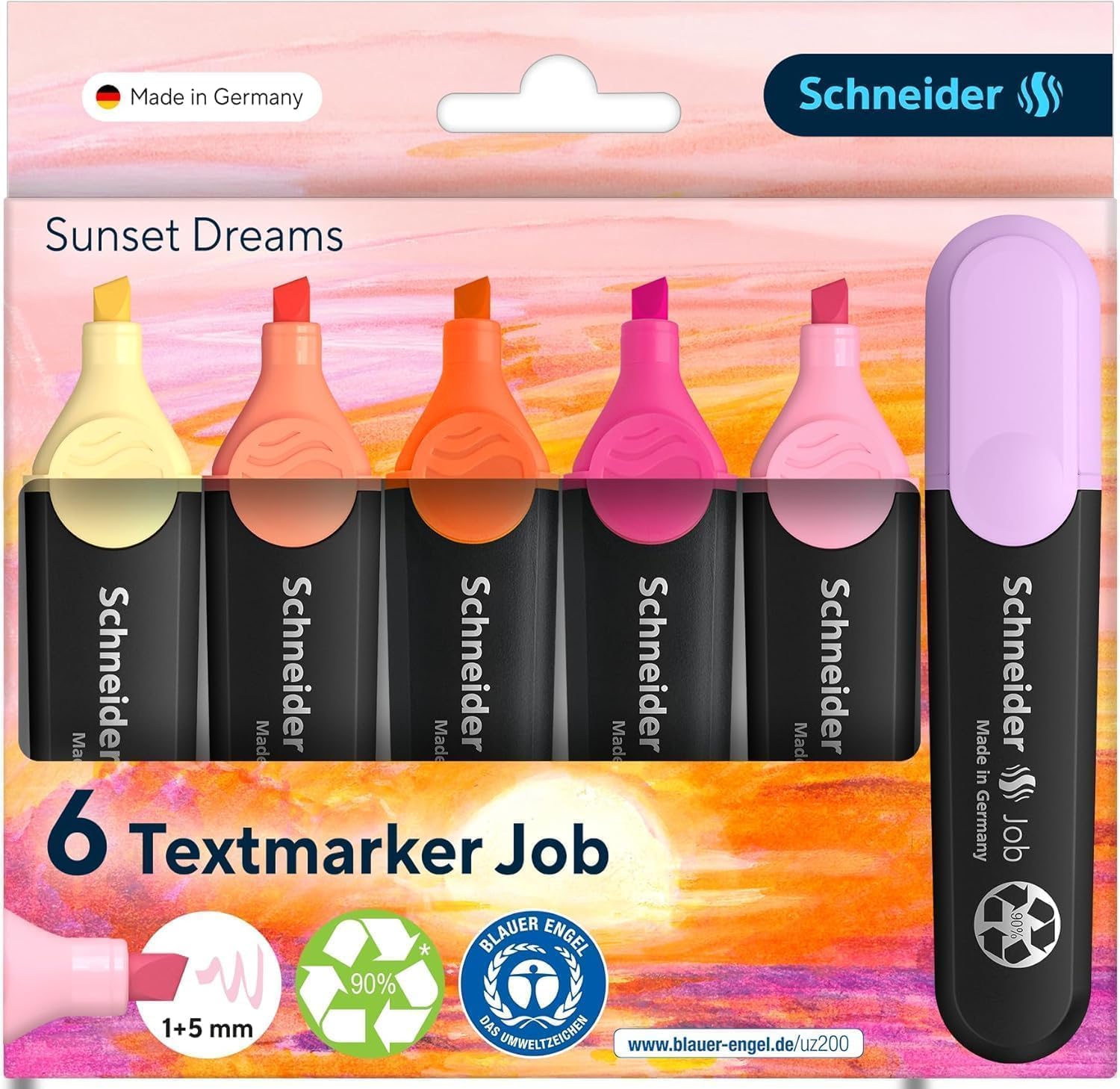 schneider-job-textmarker-set-6er-sunset-pastell-1-5-mm image 1
