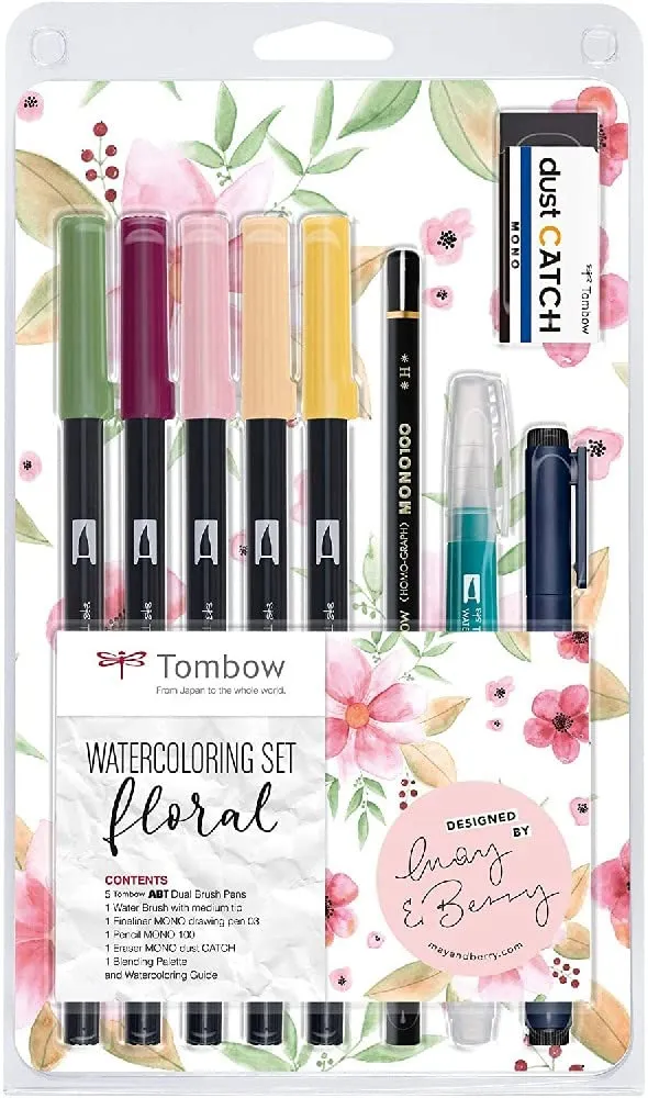 tombow-watercoloring-set-floral-wcs-fl-9-teilig-mit-abt-dual-brush-pens image 1
