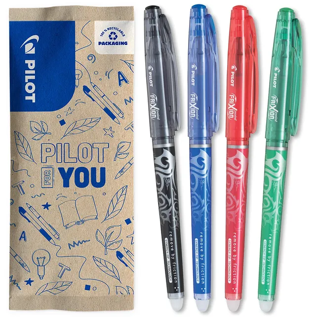 pilot-frixion-point-tintenroller-0-5-mm-4er-set-schwarz-blau-rot-gr-n image 1
