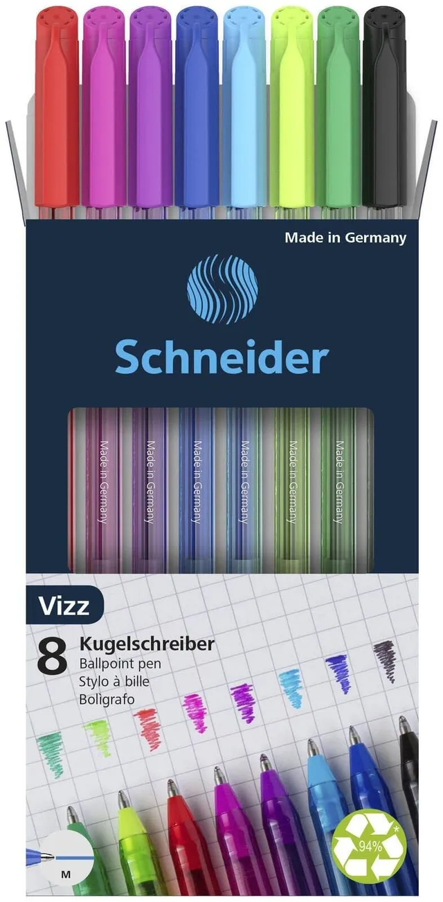schneider-vizz-kugelschreiber-8er-set-sortiert-gelco-tinte-m image 1
