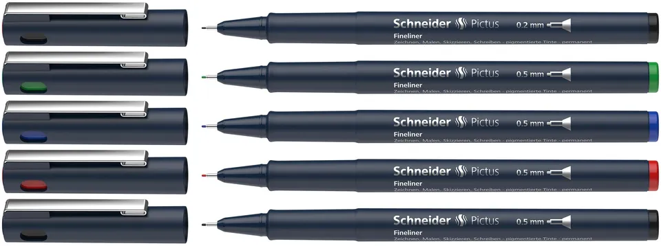 schneider-pictus-fineliner-0-2-0-5-mm-5er-etui-farbig-sortiert image 1