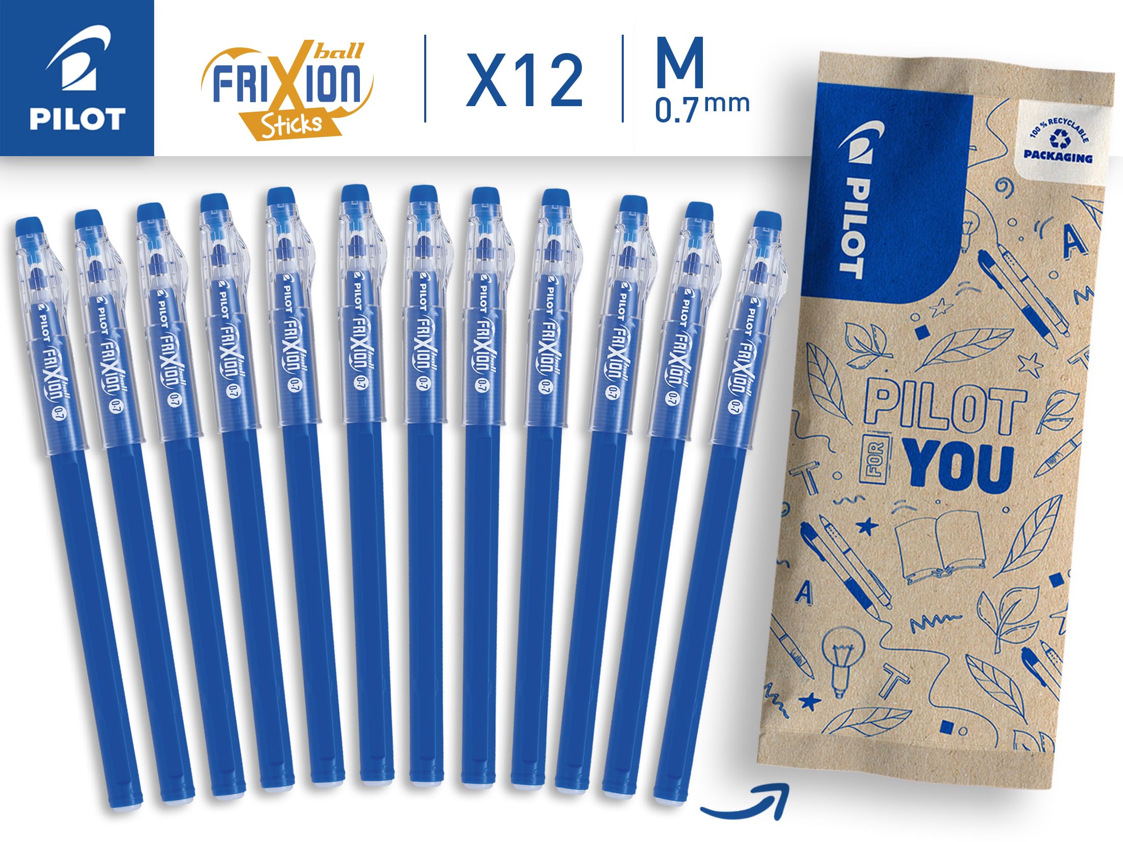 pilot-frixion-ball-stick-gel-tintenroller-blau-12er-set-mittlere-spitze image 3