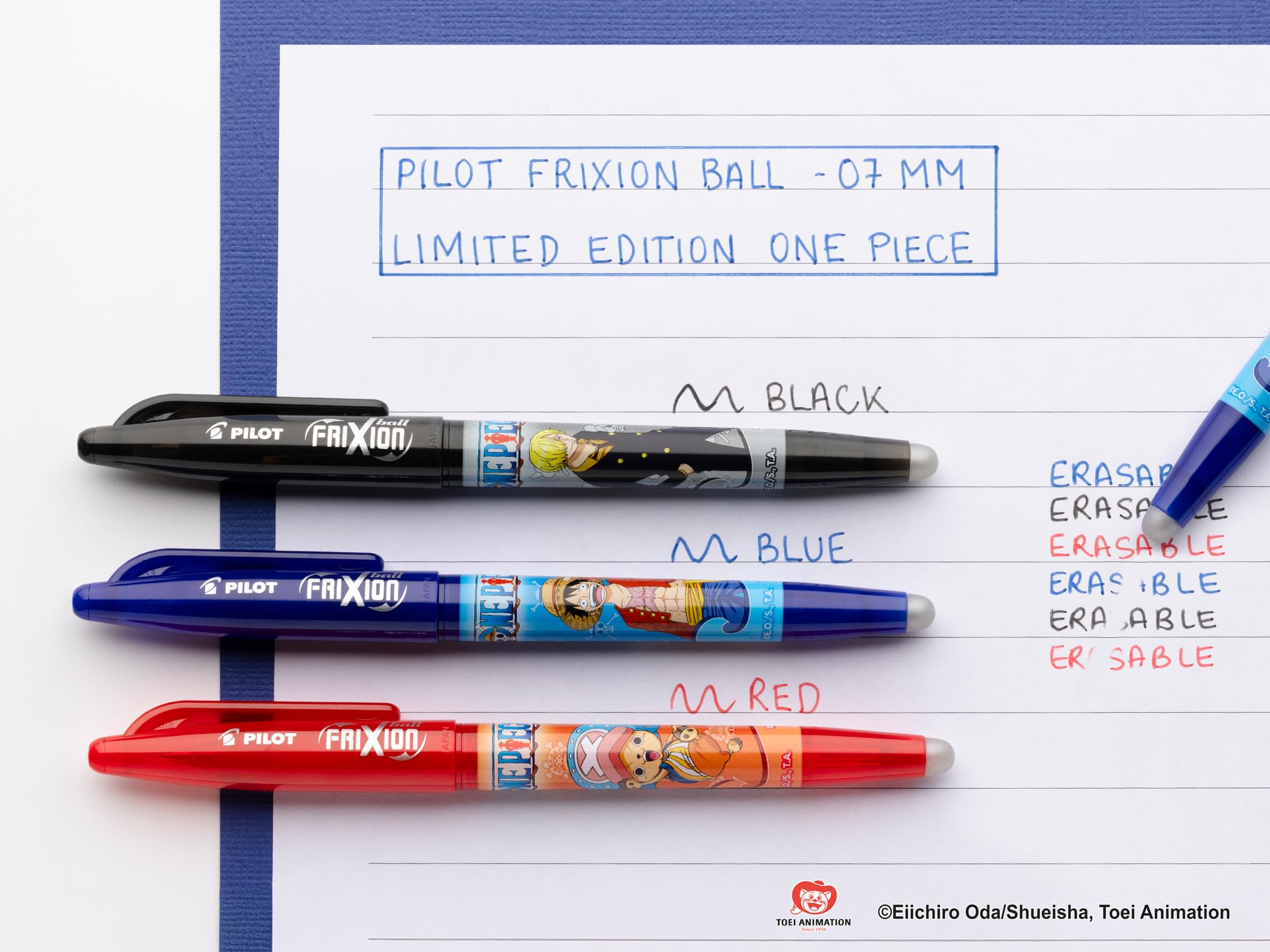 pilot-x-one-piece-frixion-ball-0-7-mm-3er-set-minen-sticker-limitiert image 5