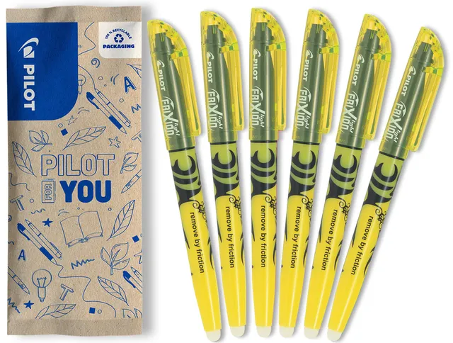 pilot-frixion-light-textmarker-6er-set-radierbar-gelb image 1