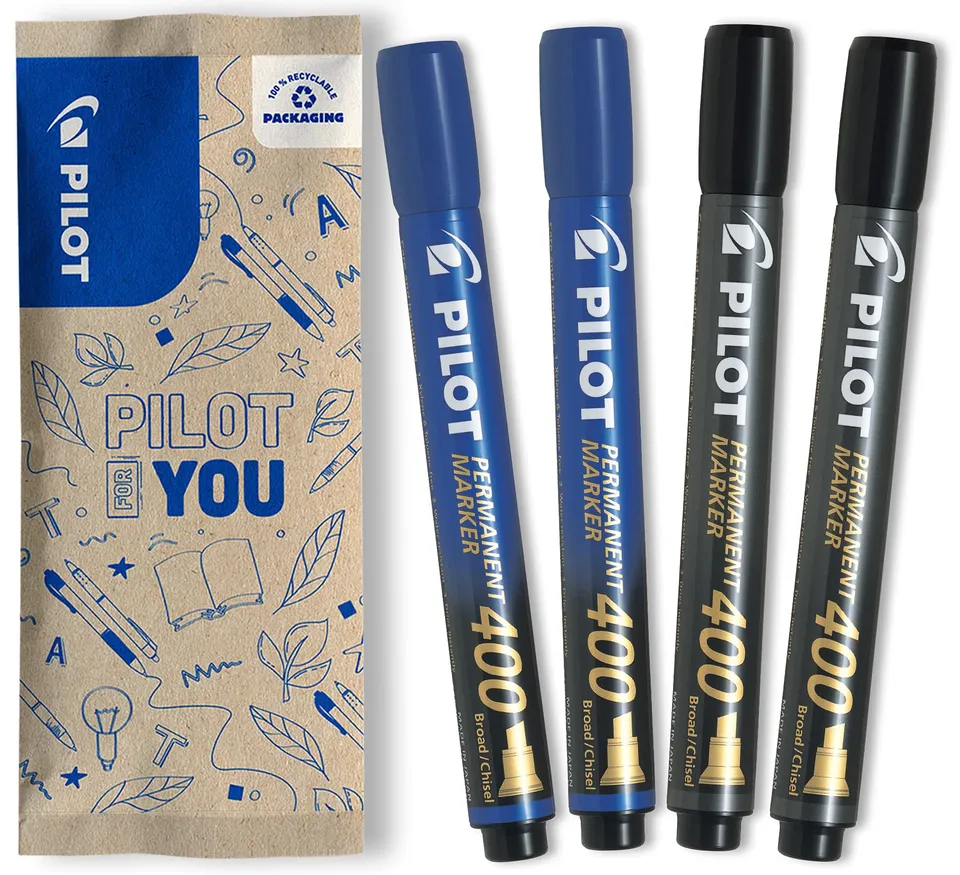 pilot-permanent-marker-400-keilspitze-1-0-4-0-mm-4er-set-blau-schwarz image 1