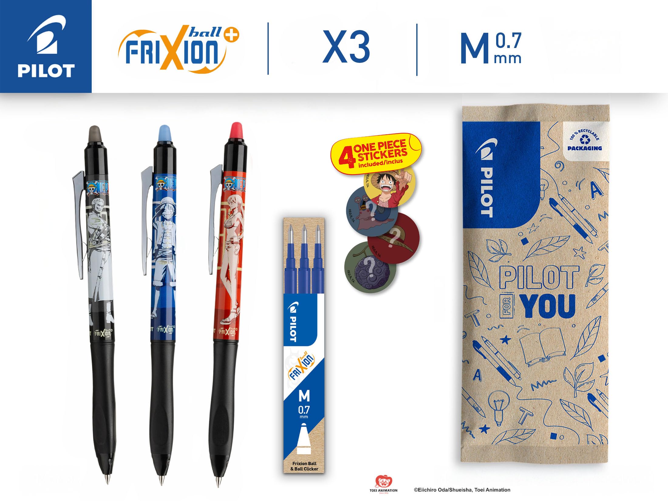 pilot-frixion-ball-plus-one-piece-0-7-mm-3er-set-mit-minen-und-sticker image 2