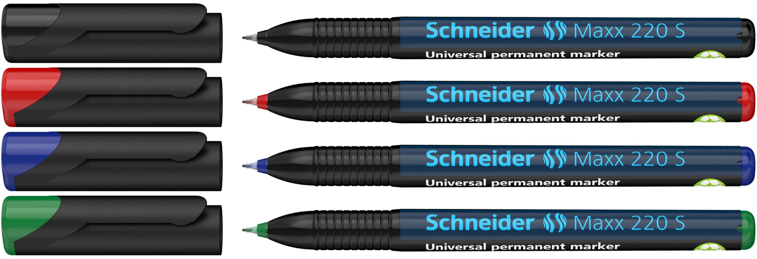 schneider-maxx-220-s-universal-marker-permanent-0-4-mm-4er-etui-schwarz-rot-blau image 1