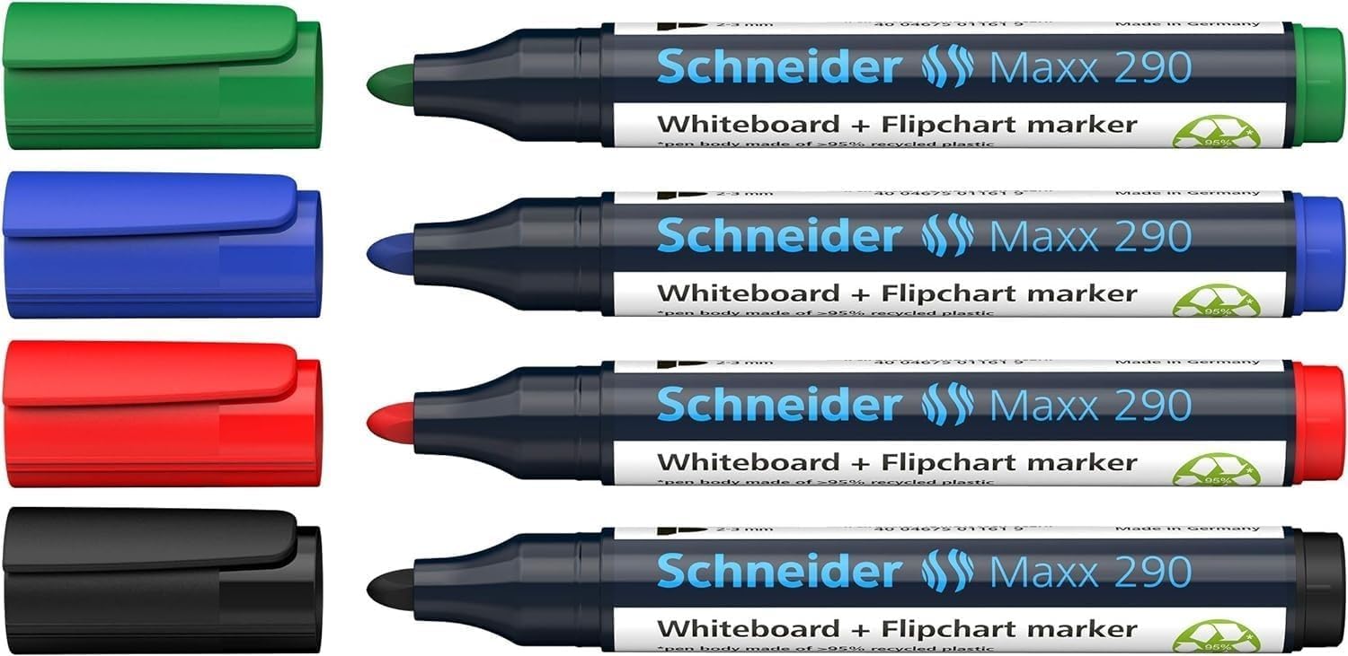schneider-maxx-290-whiteboard-und-flipchart-marker-etui-4-farben-2-3-mm image 1