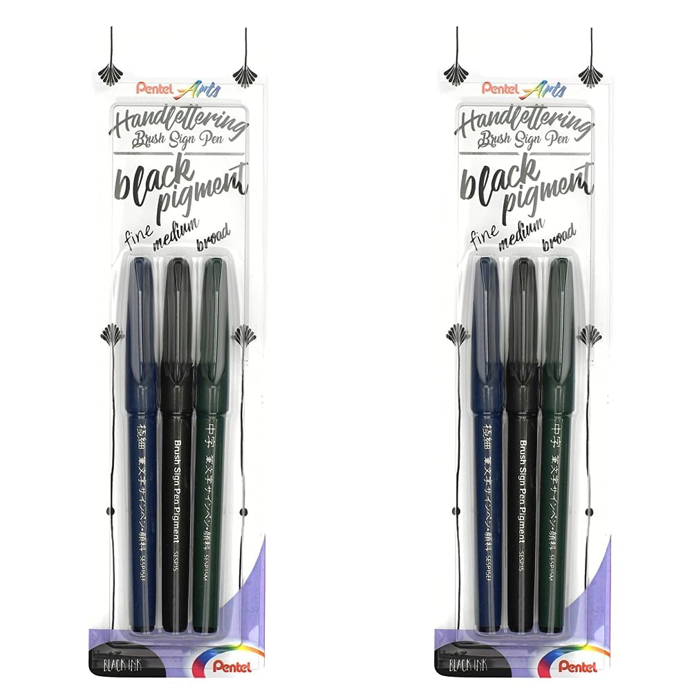 pentel-xsesp15-3-brush-sign-pen-pigment-schwarz-kalligraphiestift-mit-pinselspit image 5