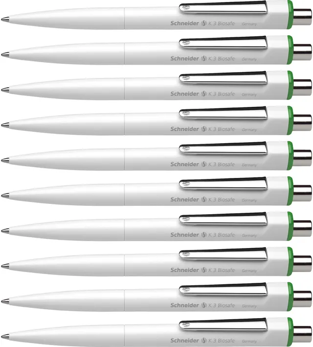 schneider-k-3-biosafe-kugelschreiber-m-gr-n-10er-pack-dokumentenecht image 1