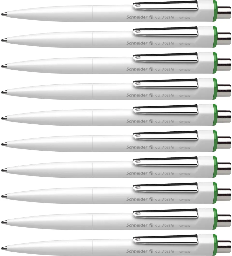 schneider-k-3-biosafe-kugelschreiber-m-gr-n-10er-pack-dokumentenecht image 1