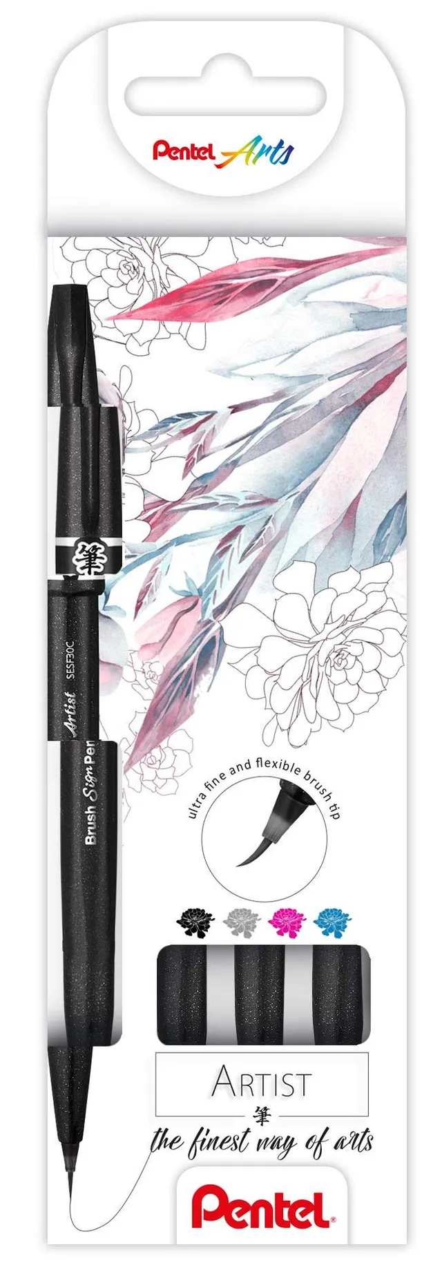 pentel-sesf30c-4-brush-sign-pen-artist-extra-fein-4er-set-sortiert image 1