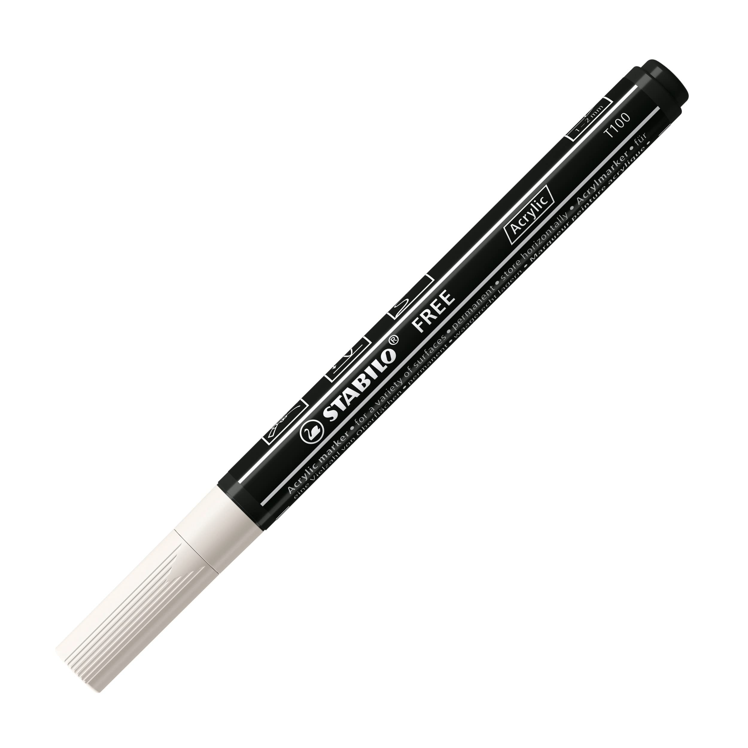 stabilo-free-acrylic-t100-acrylmarker-rundspitze-1-2-mm-wei-einzelstift image 1