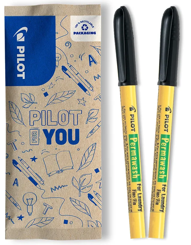 pilot-permawash-textilmarker-1-0-mm-2er-set-schwarz image 1