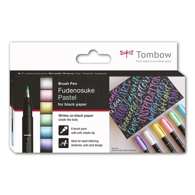 tombow-fudenosuke-pastel-brush-pen-6er-set-f-r-schwarzes-papier image 1