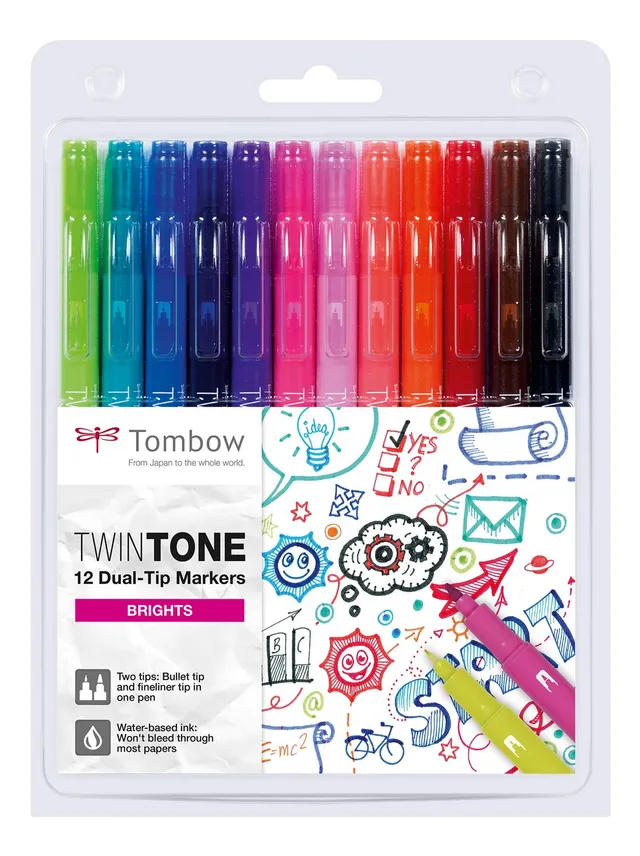 tombow-twintone-marker-set-bright-12-farben-dual-tip image 1