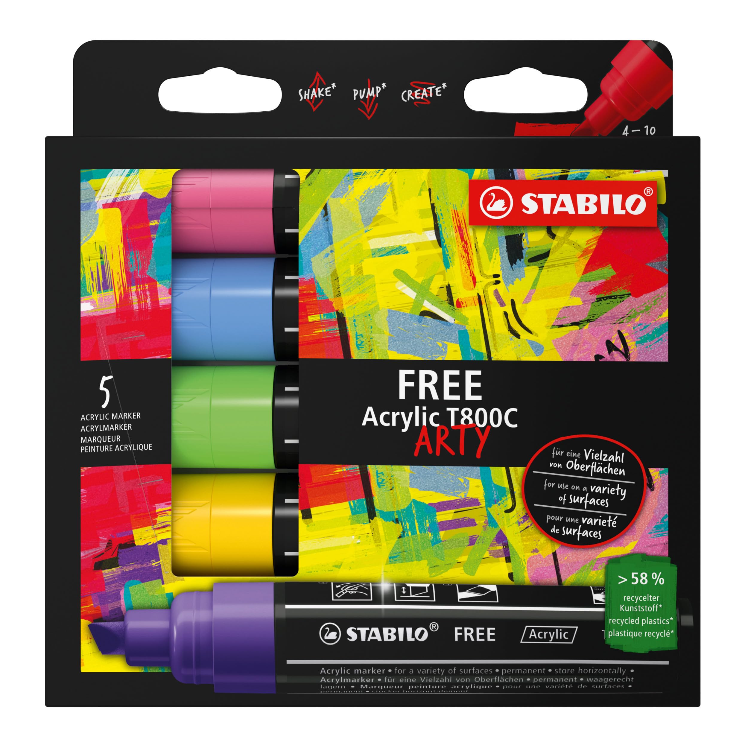 stabilo-free-acrylic-t800c-acrylmarker-keilspitze-seidenmatt-deckend image 1