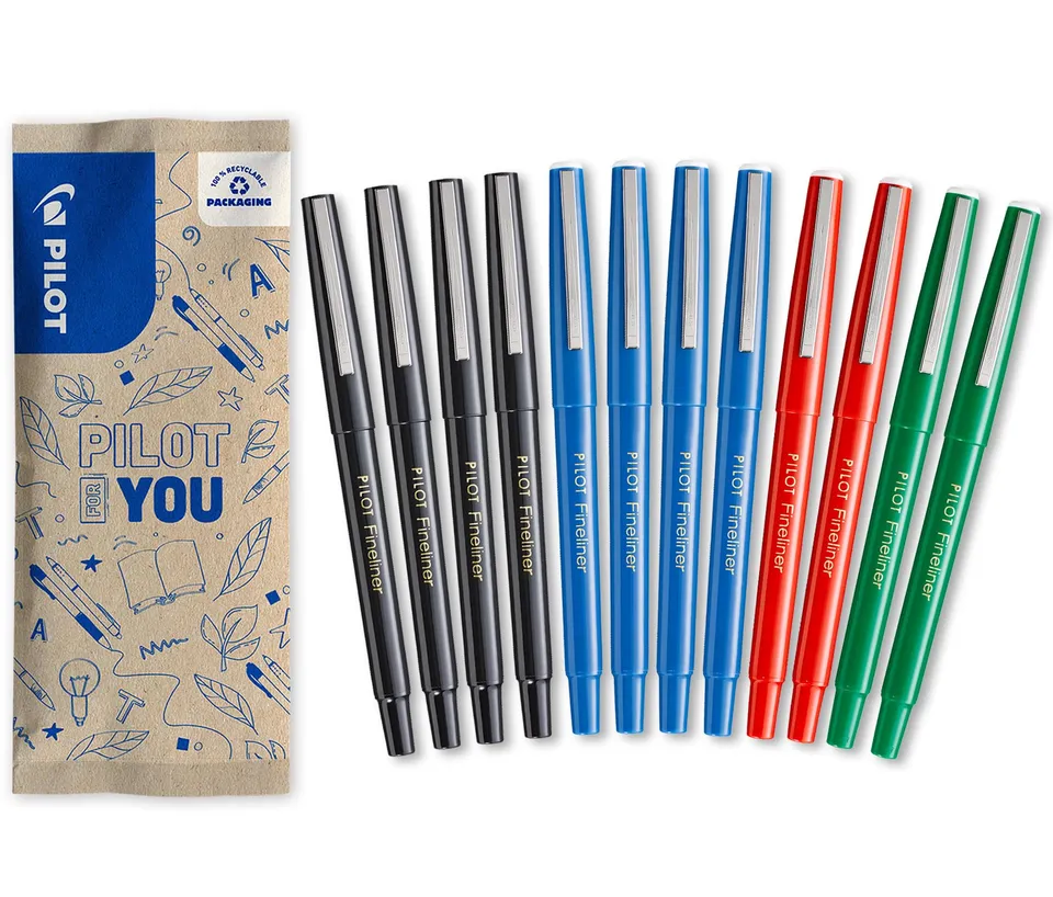 pilot-fineliner-0-4-mm-12er-set-schwarz-blau-rot-gr-n image 1