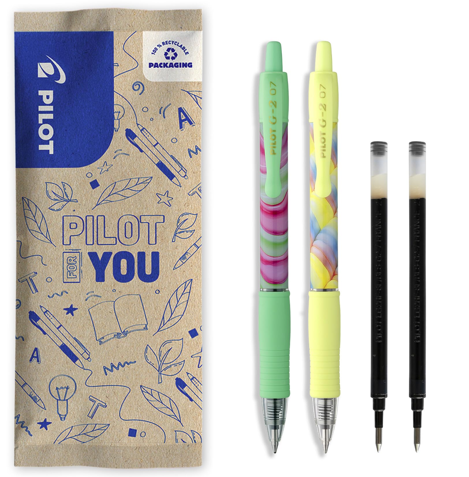 pilot-g-2-flow-gelstift-0-7-limitiert-gelb-gr-n-2-stifte-2-nachf-llungen-schwarz image 1