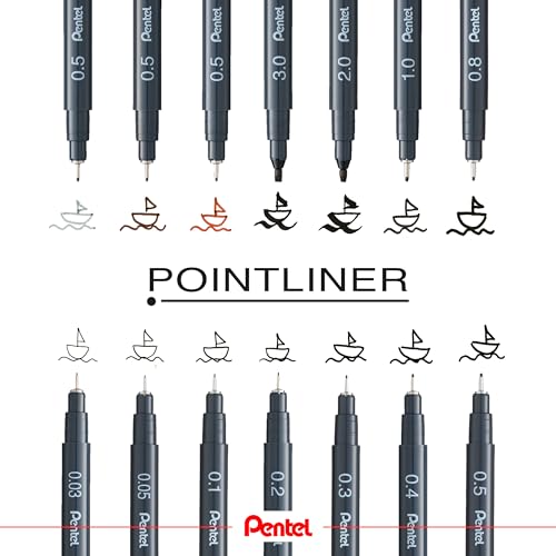 pentel-pointliner-ys20p-14-fineliner-set-14-teilig-schwarz-0-03-3-0-mm-kalligrap image 8
