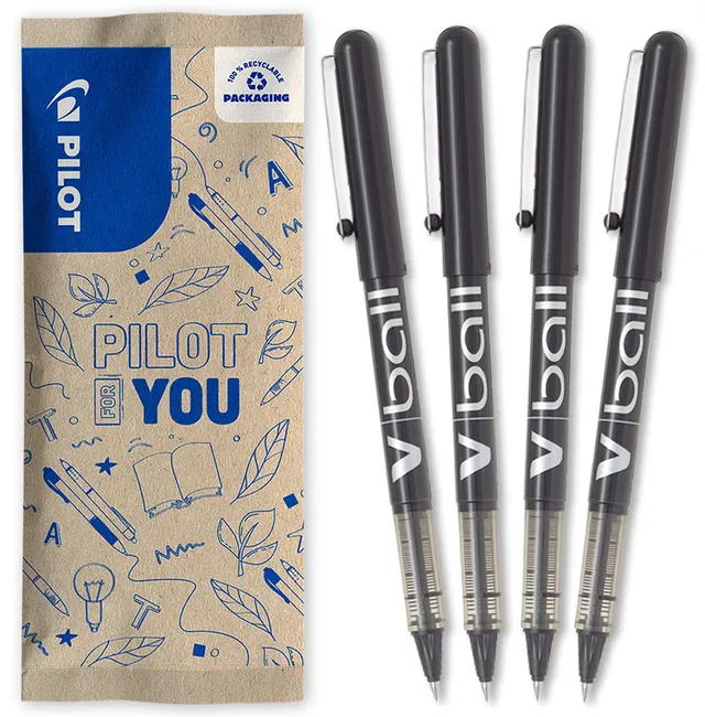 pilot-v-ball-05-tintenroller-0-5-mm-4er-set-schwarz image 1