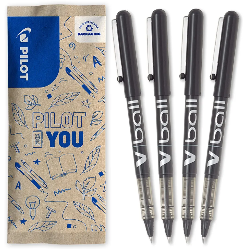 pilot-v-ball-05-tintenroller-0-5-mm-4er-set-schwarz image 1