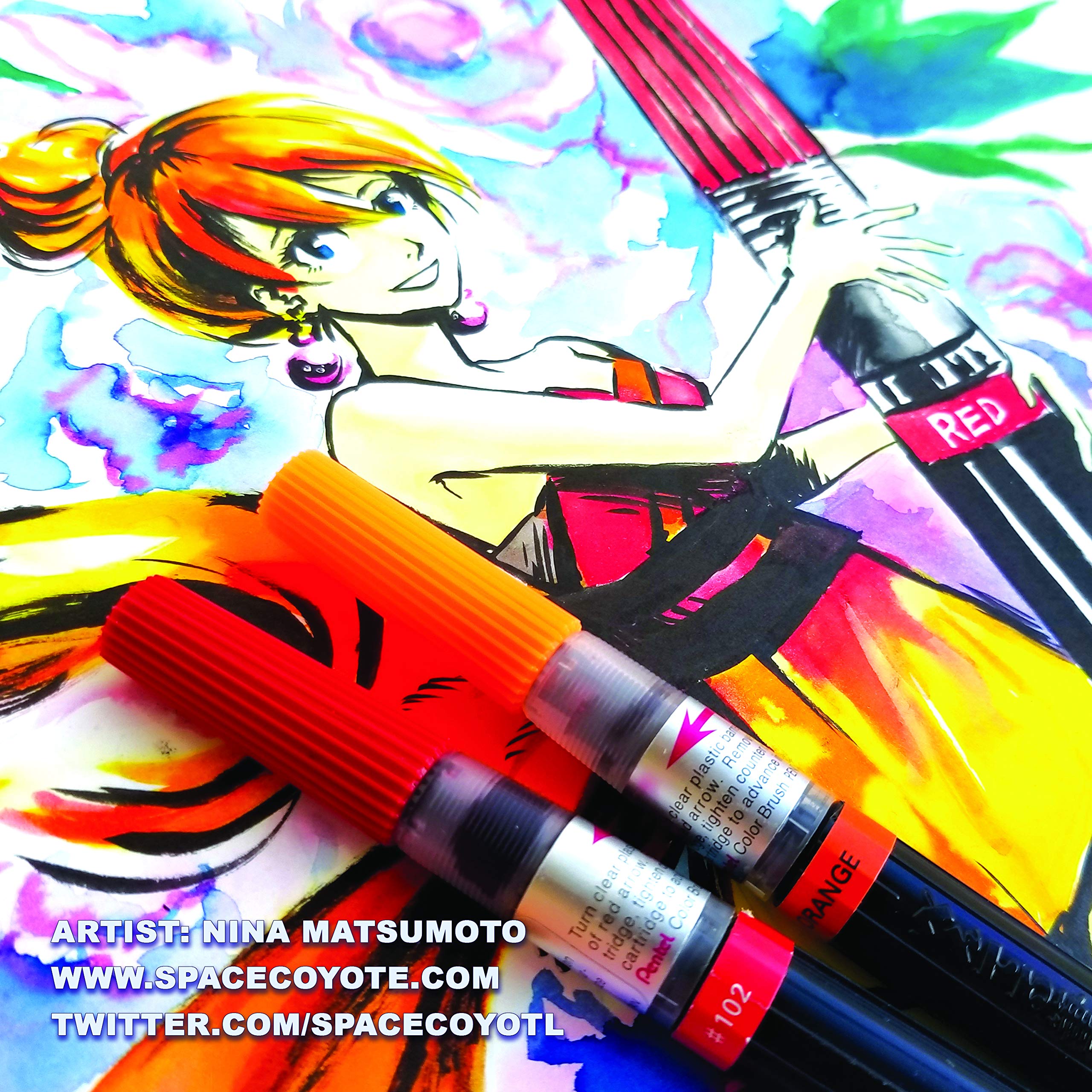 pentel-xgfl-102x-colour-brush-pinselstift-rot-aquarelltinte image 6