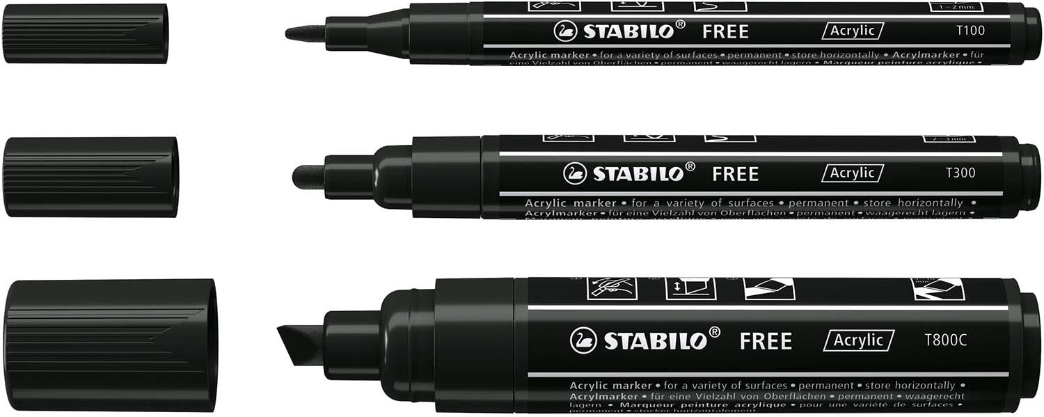 stabilo-free-acrylic-t100-t300-t800c-acrylmarker-3er-pack-schwarz image 3