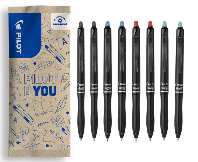 pilot-frixion-ball-plus-8er-set-2x-schwarz-2x-blau-2x-rot-2x-gr-n-0-7-mm image 1
