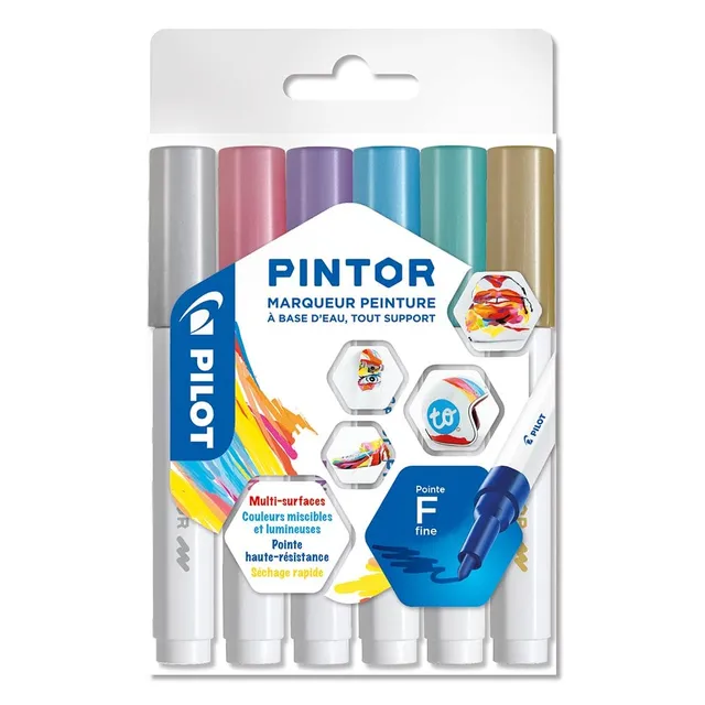 pilot-pintor-kreativmarker-set-6-st-ck-f-metallicfarben image 1
