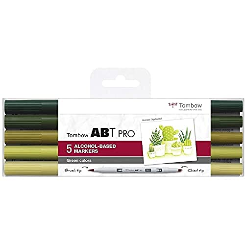 tombow-abt-pro-alkoholmarker-green-colors-5er-pack-doppelspitze image 6