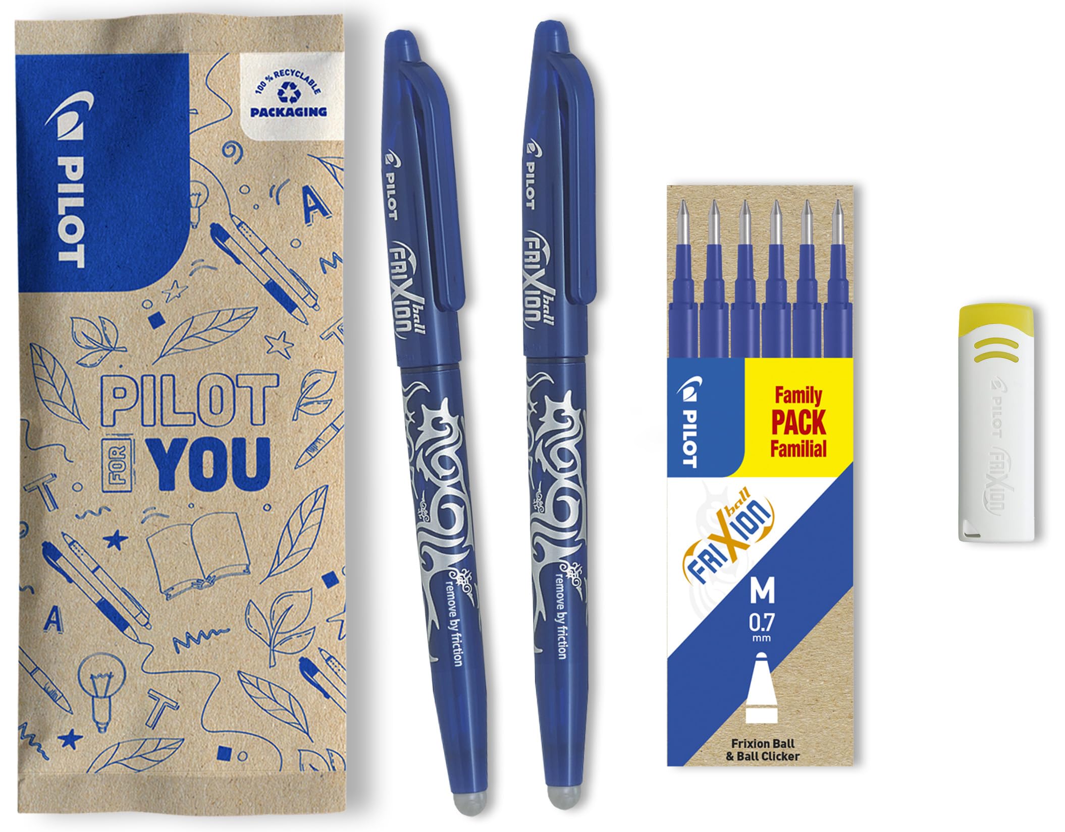 pilot-frixion-ball-0-7-set-blau-1-stift-9-minen-radierer image 6