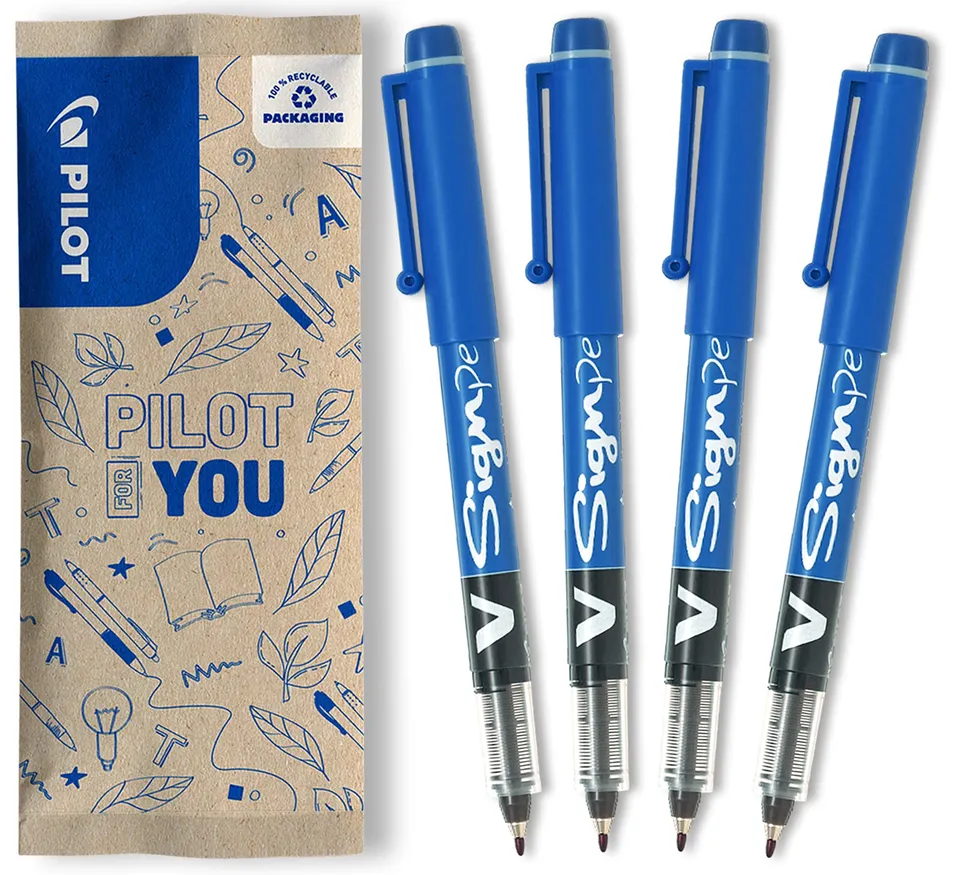 pilot-v-sign-pen-faserschreiber-blau-4er-pack image 1