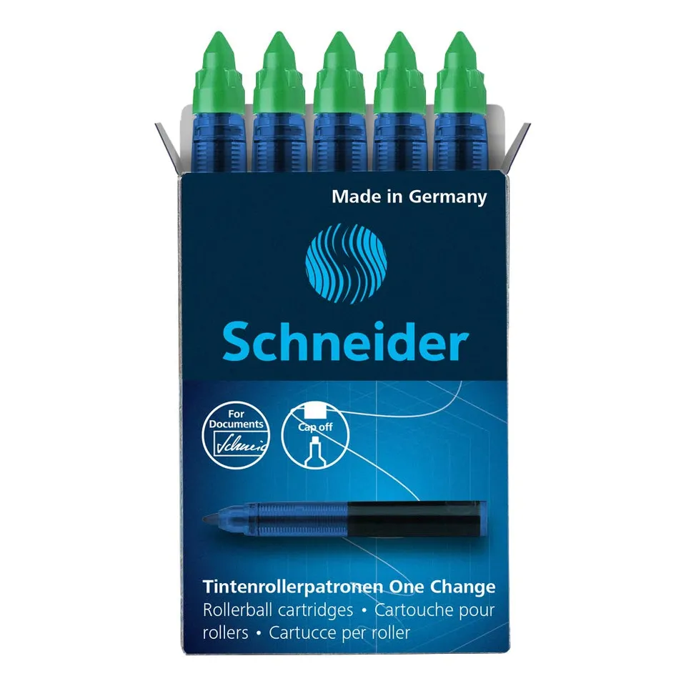 schneider-one-change-rollerpatrone-0-6-mm-5er-pack-gr-n-dokumentenecht image 1