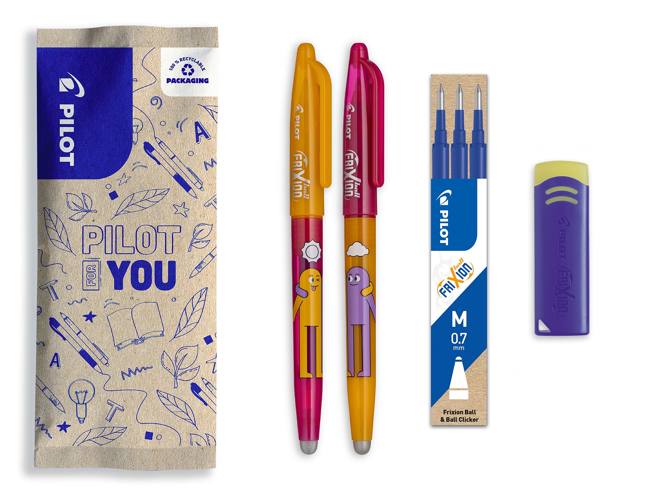 pilot-frixion-ball-0-7-set-blau-1-stift-9-minen-radierer image 5
