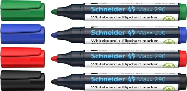 schneider-maxx-290-whiteboard-und-flipchart-marker-etui-4-farben-2-3-mm image 1