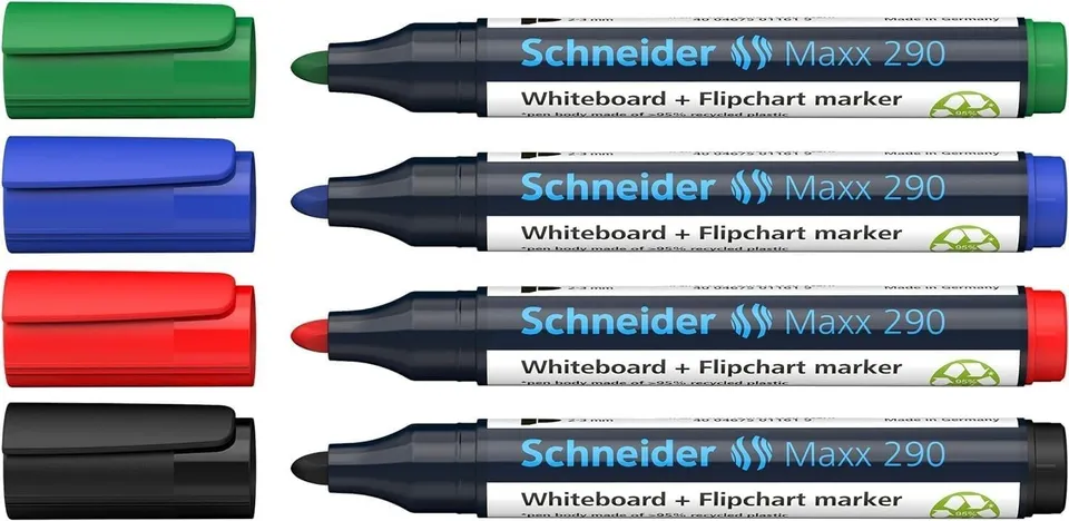 schneider-maxx-290-whiteboard-und-flipchart-marker-etui-4-farben-2-3-mm image 1