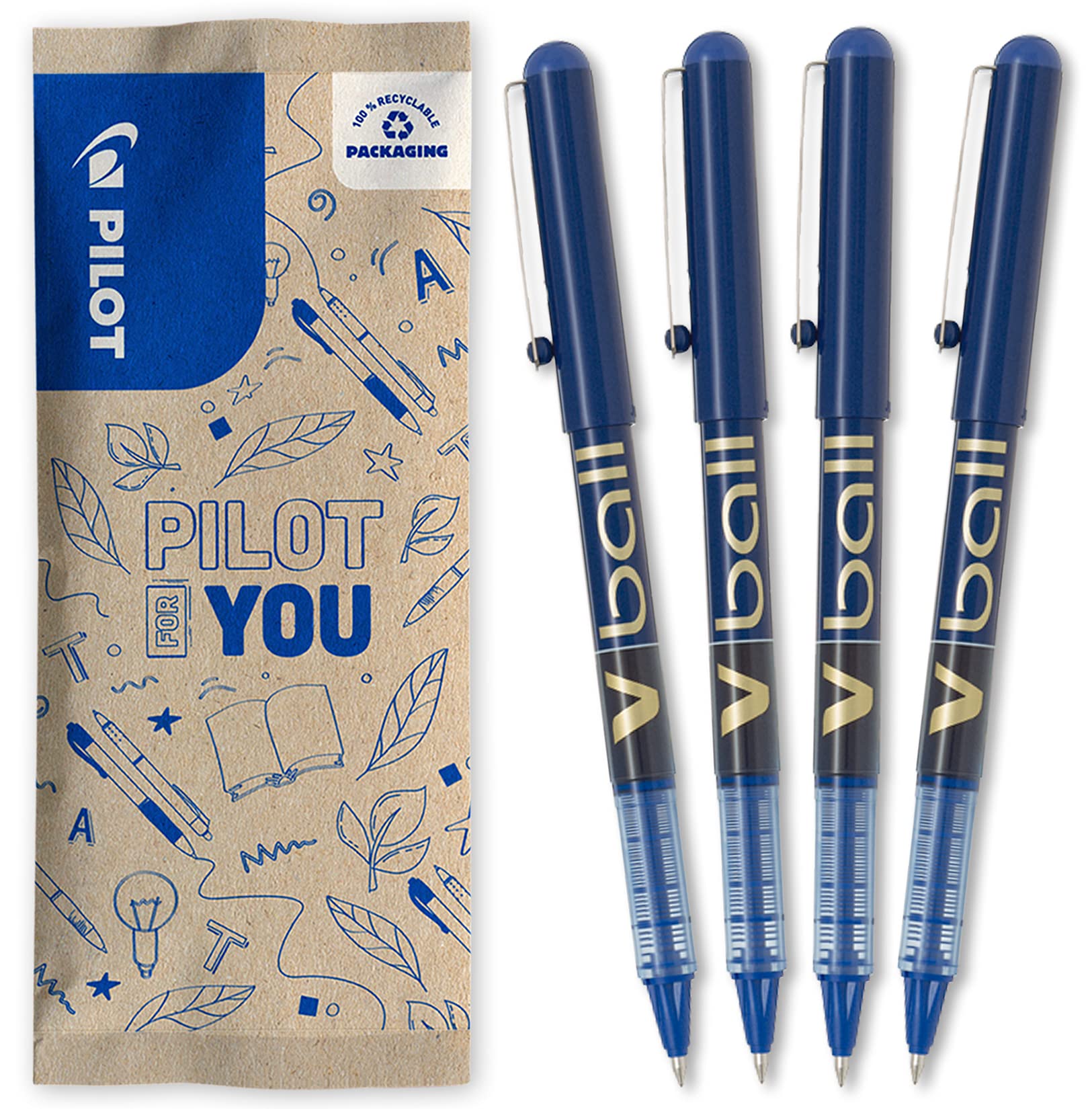pilot-v-ball-07-tintenroller-4er-set-schwarz-0-7-mm-konische-spitze image 8