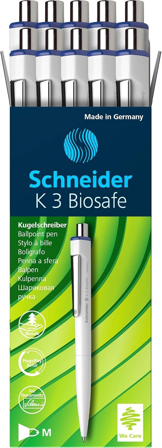 schneider-k-3-biosafe-kugelschreiber-blau-m-10er-pack-made-in-germany image 2