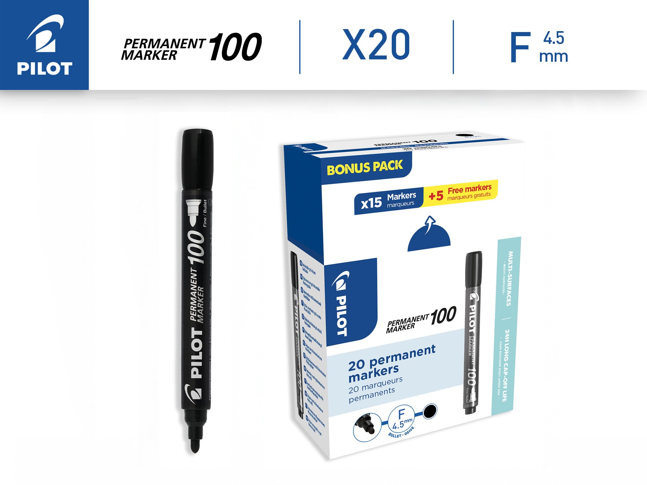 pilot-sca-100-permanent-marker-schwarz-rundspitze-xxl-pack image 2