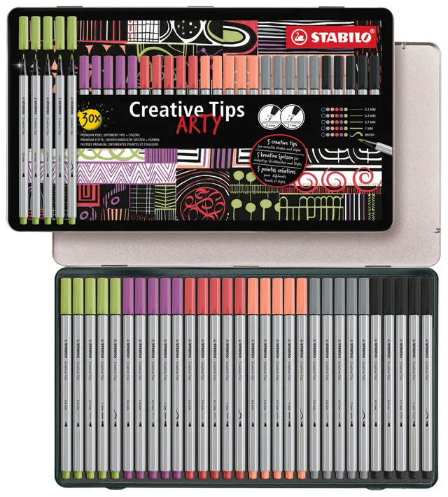 stabilo-creative-tips-multi-liner-set-fineliner-und-filzstift-set image 1