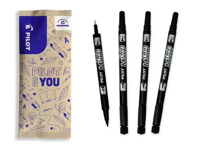 pilot-twin-marker-permanentmarker-2-in-1-fein-extrafein-4er-set-schwarz image 1