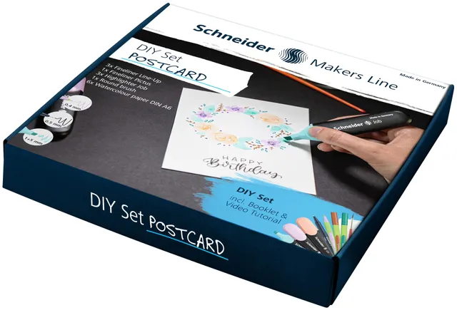 schneider-diy-set-postkarte-kreativset-mit-stiften-aquarellpapier-und-anleitung image 1