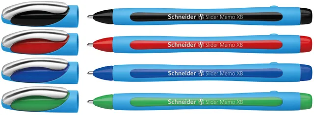 schneider-slider-memo-xb-kugelschreiber-4er-pack-rot-schwarz-blau-gr-n image 1