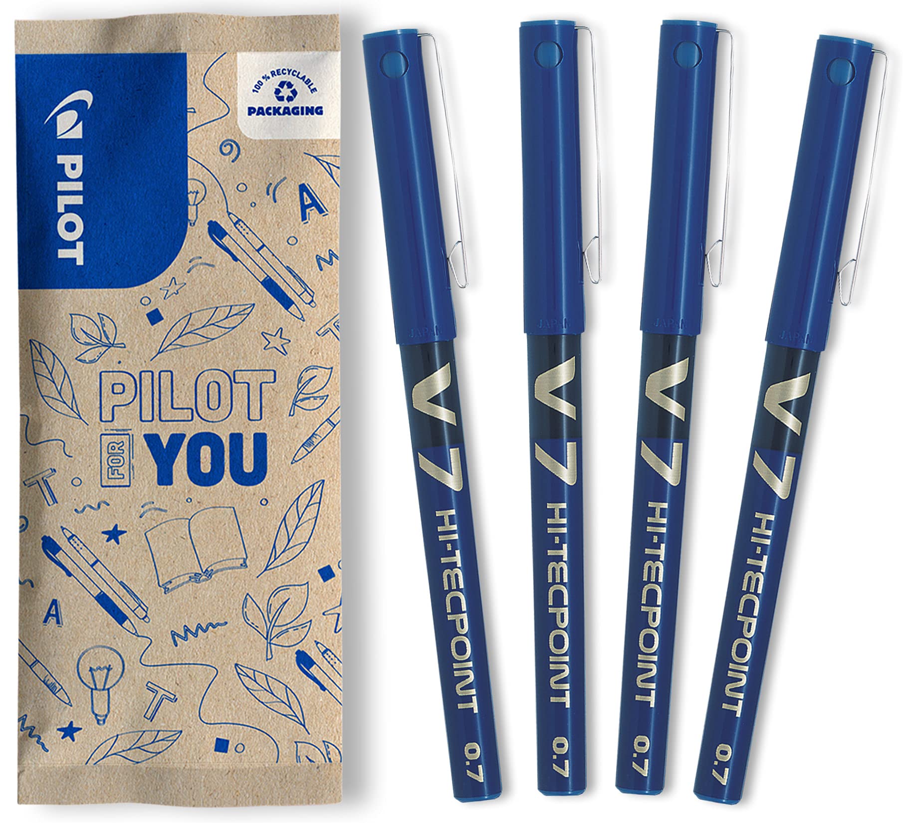 pilot-hi-tecpoint-v7-tintenroller-0-7-mm-4er-set-blau image 1