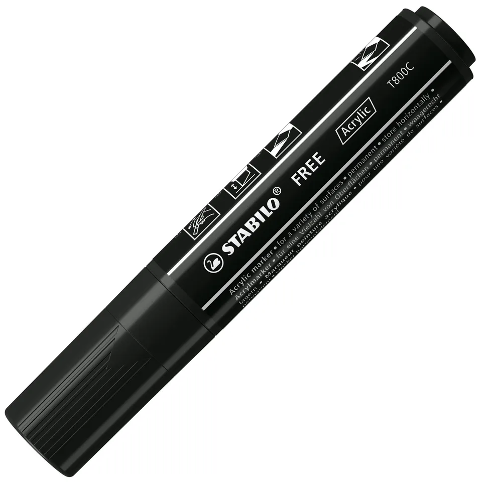 stabilo-free-acrylic-t800c-acrylmarker-keilspitze-4-10-mm-schwarz image 1