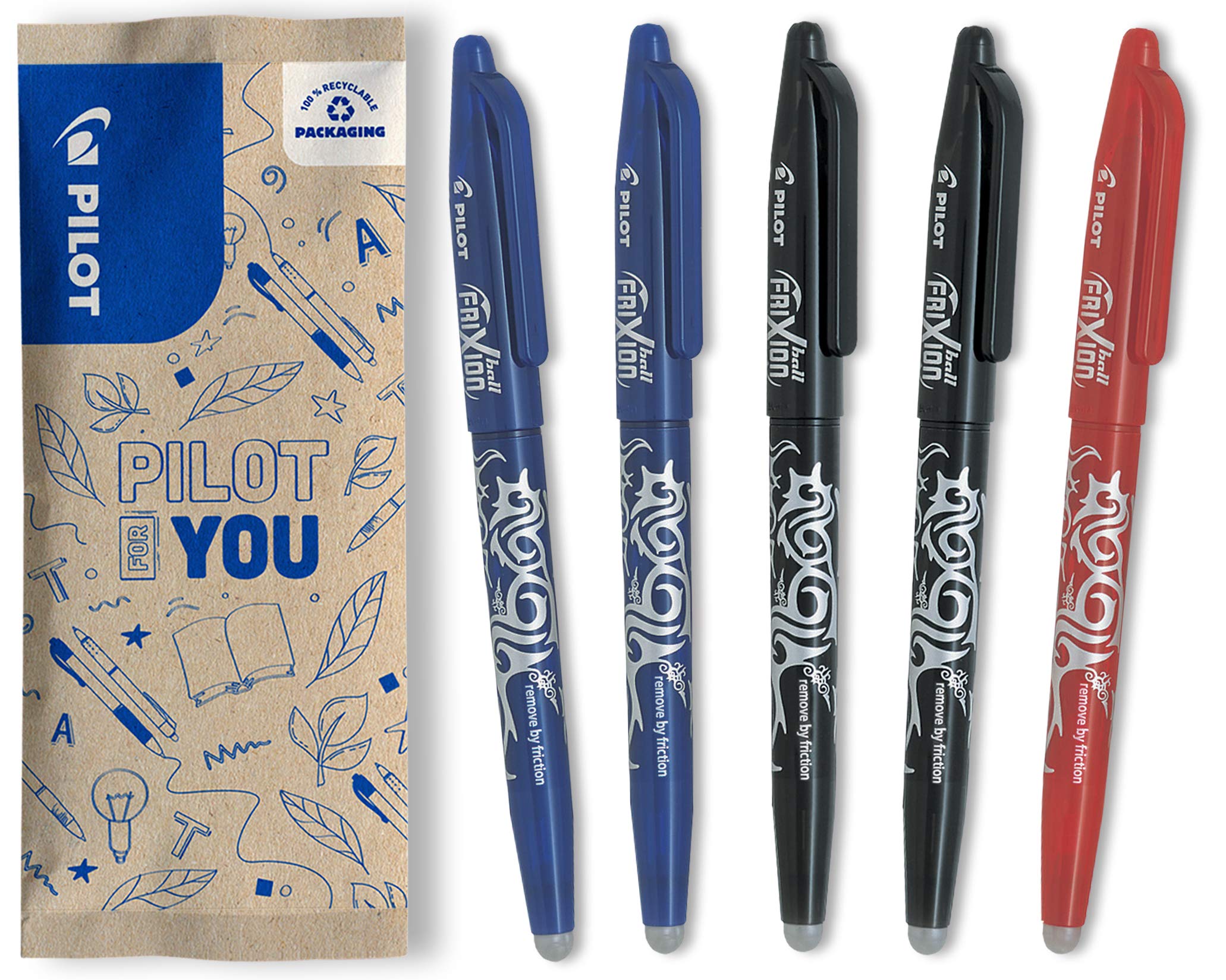 pilot-frixion-ball-0-7-tintenroller-set-5-st-ck-2x-blau-schwarz-1x-rot image 1